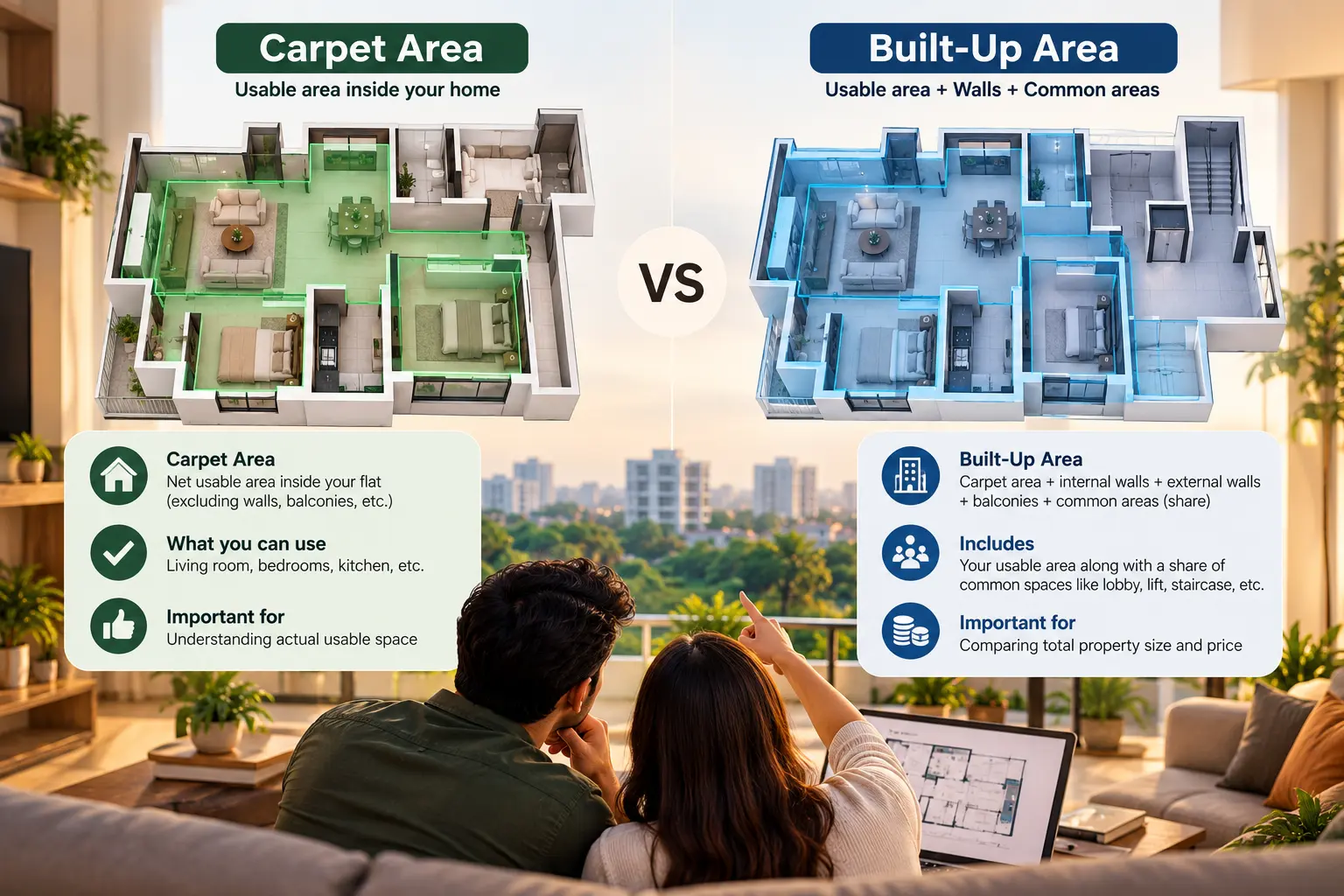 Carpet Area vs Built-Up Area: What’s the Difference and Why It Matters